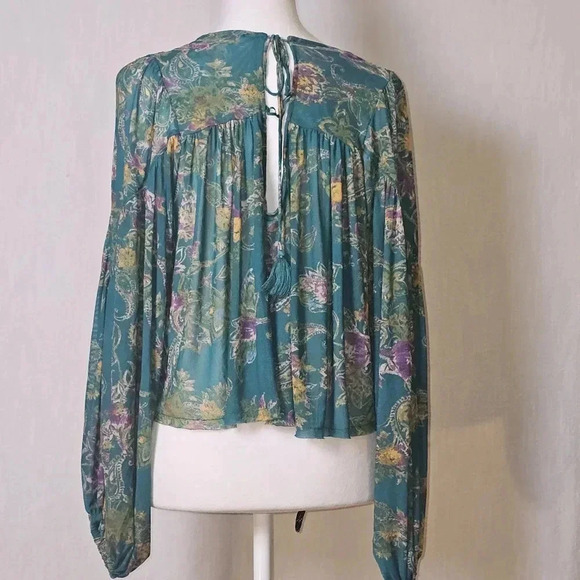 Free People Up For Anything Floral Sheer Top SZ S Boho,Whimsy - Picture 4 of 10